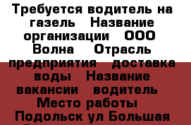 Требуется водитель на газель › Название организации ­ ООО “Волна“ › Отрасль предприятия ­ доставка воды › Название вакансии ­ водитель › Место работы ­ Подольск,ул.Большая Серпуховская,д. 55 › Подчинение ­ директор › Минимальный оклад ­ 53 000 › Максимальный оклад ­ 53 000 › Возраст от ­ 29 › Возраст до ­ 50 - Московская обл. Работа » Вакансии   